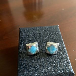 Silver with turquoise squared earrings